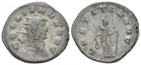 Gallienus, 253-268 Antoninianus Rome circa 262, billon 21.00 mm., 3.18 g.
Radiate and cuirassed bust r. Rev. Laetitia standing l., holding wreath and...