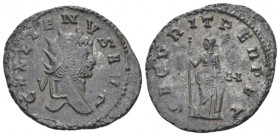 Gallienus, 253-268 Antoninianus Rome circa 264-265, billon 22.00 mm., 3.61 g.
Radiate head r. Rev. Security standing l. leaning on column, holding sc...