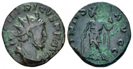 Tetricus I, 270-273 Antoninianus Mint I circa 274, Æ 18.00 mm., 2.70 g.
Radiate, draped, and cuirassed bust r. Rev. Virtus standing l., holding shiel...