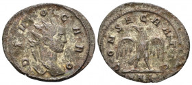 Carus, 282-283 Antoninianus Rome after 282, billon 24.00 mm., 3.55 g.
Radiate head of Divus Carus r. Rev. Eagle standing front, wings spread and head...
