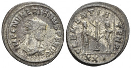 Numerian, 283-284 Antoninianus Cyzicus circa 283-284, Æ 21.30 mm., 4.19 g.
IMP C NVMERIANVS P F AVG Radiate, draped and cuirassed bust r. Rev. CLEMEN...