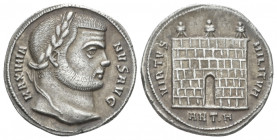 Maximianus Herculius, first reign 286-305 Argenteus Antioch circa 297, AR 18.80 mm., 
MAXIMIANVS AVG Laureate head r. Rev. VIRTVS MILITVM Camp gate m...