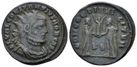 Constantius I Caesar, 293 – 305 Antoninianus Cyzicus circa 295-299, Æ 20.00 mm., 3.18 g.
Radiate and cuirassed bust r. Rev. Constantius standing r., ...