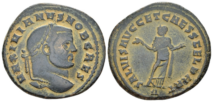 Galerius caesar, 293-305 Follis Carthage circa 299-303, Æ 28.00 mm., 12.16 g.
L...