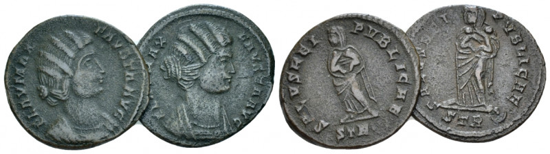 Fausta, wife of Constantine Lot of 2 Æ3 Treveri circa 326, Æ 18.70 mm., 5.00 g....