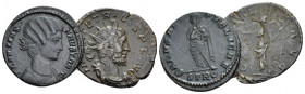 Fausta and Tetricus Lot of 2 Æ3 Treveri circa 326, Æ 18.70 mm., 7.71 g.
 Lot of 3 Æ3, RIC 483 and RIC 56.
 
 Very Fine.
 
 Ex Baldwin's.