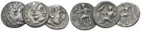 Large lot of 3 drachms IV century, AR 18.00 mm., 11.75 g.
Large lot of 3 drachms of Alexander III.

About Very fine