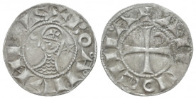 Antioch, Crusader States. Bohémond III, 1163-1201 Denier circa 1163-1201, billon 17.60 mm., 0.92 g.
✠ BOANVHDVS Bust l., wearing helmet and chain mai...