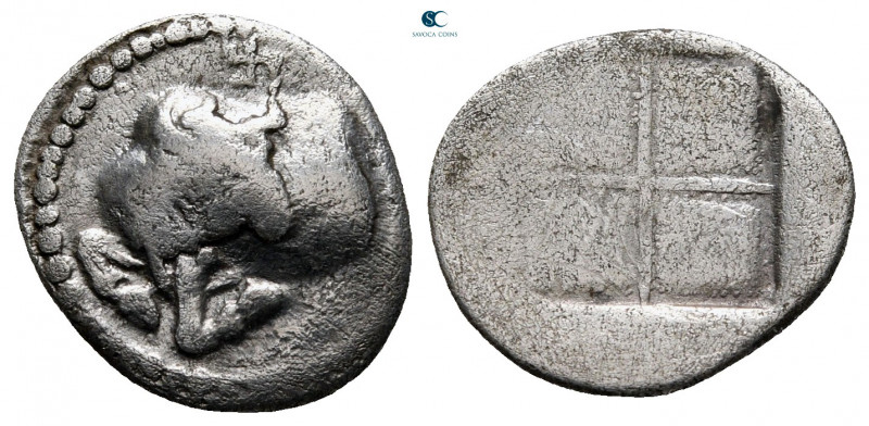 Macedon. Akanthos circa 470-390 BC. 
Tetrobol AR

15 mm, 2,14 g



nearly...