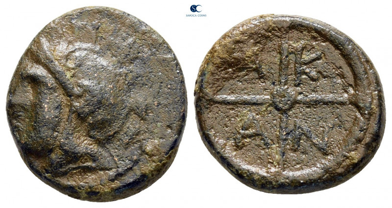Macedon. Akanthos circa 400-300 BC. 
Bronze Æ

1 mm, 3,04 g



nearly ver...