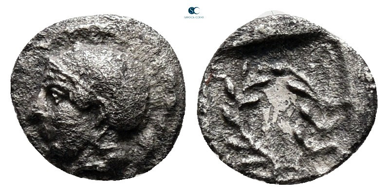 Aiolis. Elaia circa 450-400 BC. 
Hemiobol AR

8 mm, 0,39 g



nearly very...