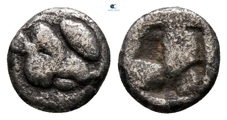 Lesbos. Unattributed Koinon mint circa 550-480 BC. 
Hemiobol BI

6 mm, 0,40 g...