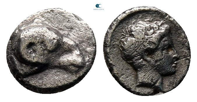 Caria. Kasolaba circa 450-400 BC. 
Hemiobol AR

5 mm, 0,32 g



very fine