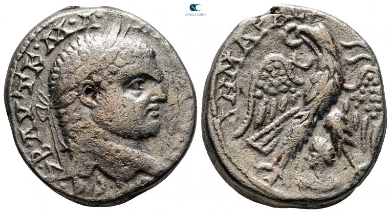 Seleucis and Pieria. Emesa. Caracalla AD 198-217. 
Billon-Tetradrachm

23 mm,...