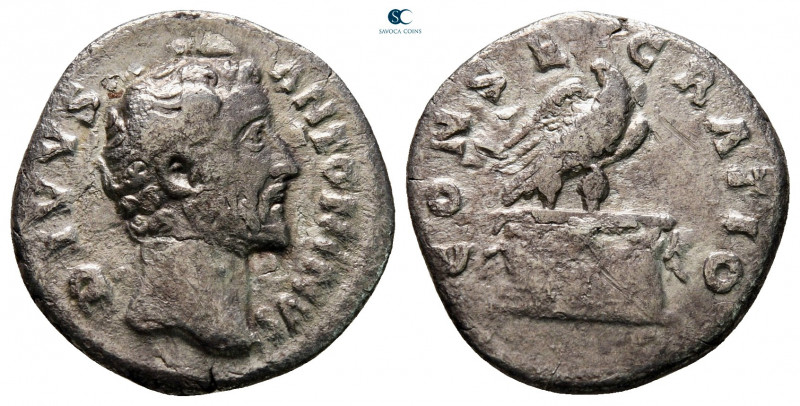 Divus Antoninus Pius AD 161. Rome
Denarius AR

17 mm, 2,80 g



nearly ve...