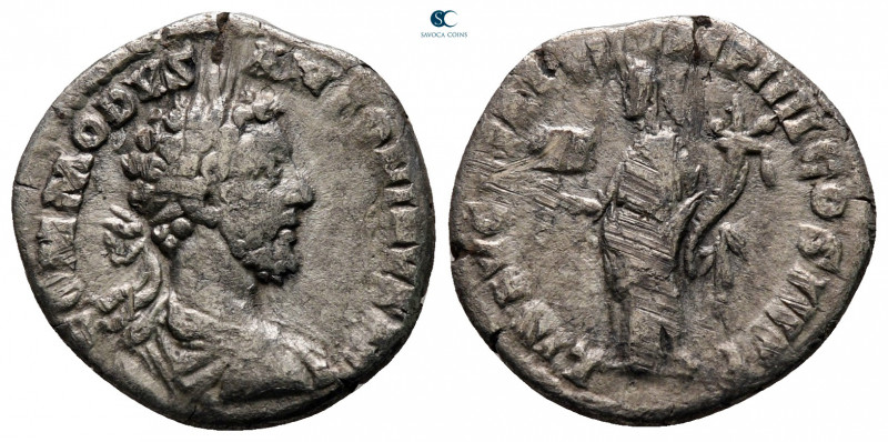 Commodus AD 180-192. Rome
Denarius AR

16 mm, 2,26 g



fine