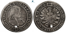 Germany. Silesia-Württemberg-Öls. Sylvius Friedrich AD 1668-1697. 6 Kreuzer AR