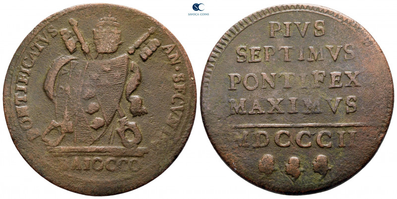 Italy. Papal State, Rome. Pius VII AD 1800-1823.
Baiocco CU

32 mm, 10,32 g
...