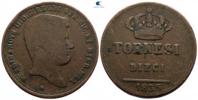 Italy. Napoli (Regno). Ferdinando II AD 1830-1859. 10 Tornesi CU