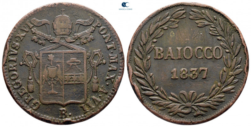 Italy. Papal State, Bologna. Gregorius XVI AD 1831-1846.
Baiocco CU

29 mm, 9...