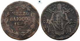 Italy. Papal State, Bologna. Pius IX AD 1846-1878. 1/2 Baiocco CU