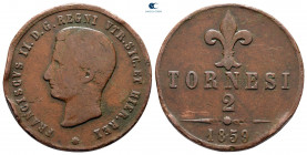 Italy. Napoli (Regno). Francesco II AD 1859-1861. 2 Tornesi CU