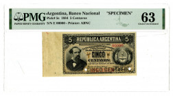 Republica Argentina, Banco Nacional. 1884 "Top Pop" and Only Graded Example Specimen Banknote