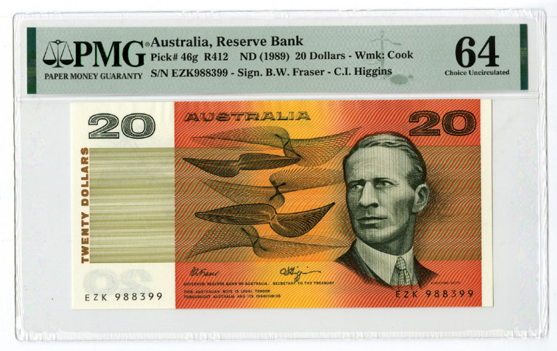 Australia. ND (1989). 20 Dollars, P-46g, R412, Issued banknote, Multicolor, EZK9...