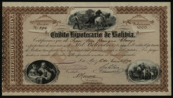 Credito Hipotecario de Bolivia, 1870 I/U Stock Certificate by National Bank Note Company.
