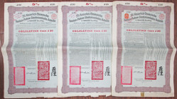 Kaiserlich Chinesische Tientsin-Pukow-S.A. 1908, £20  I/U  Bond Trio