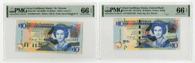 Eastern Caribbean Central Bank. ND (2000-15). Pair of Issued Banknotes