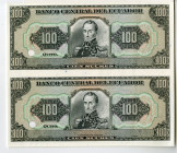 Banco Central del Ecuador. ND (1980) Uncut Pair of Progress Specimen-Proofs