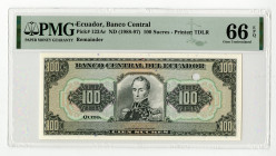 Banco Central del Ecuador. ND (1988-87). Remainder (Really an Unmarked Specimen from the ABN Archives) Banknote