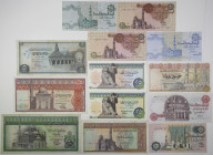 Central Bank of Egypt. 1970s-1980s. Lot of 12 Issued Notes.