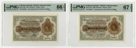 Government of the Falkland Islands. 1969-74 High Grade Issued Pair of Banknotes