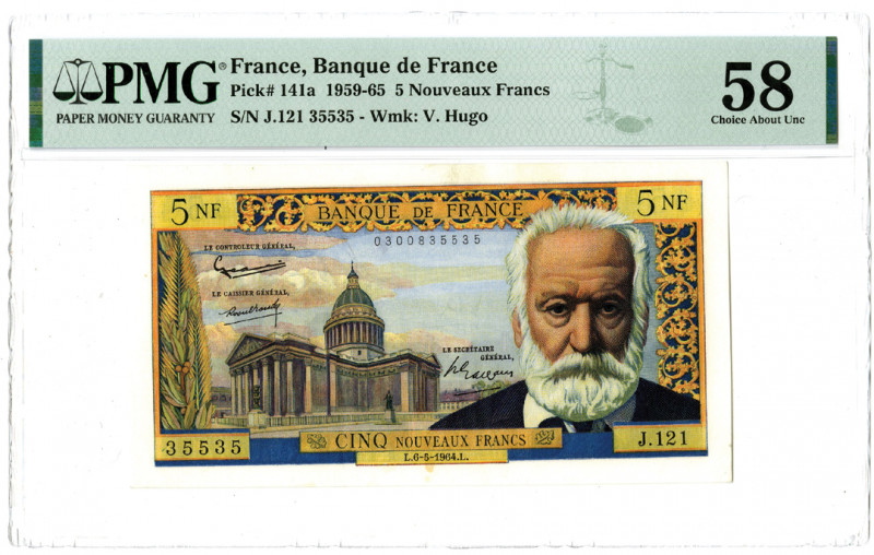 France, 1964. 5 Nouveaux Francs, P-141a, Issued Banknote. Blue, orange and m/c w...