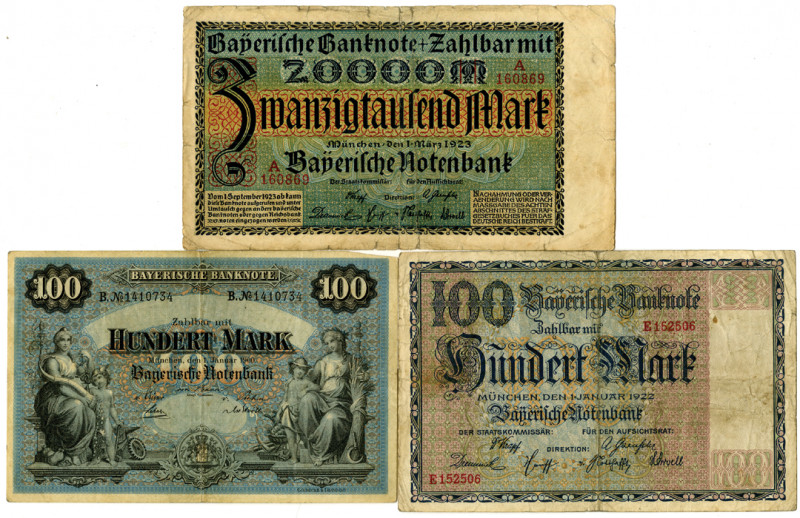 Germany…..., Bavarian Note Issuing Bank 100 Mark, 1900, P-S922; 100 Mark, 1922, ...