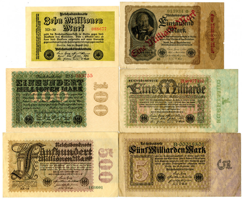 Germany...,. Weimar Republic 10 Millonen Mark, 1923, P-96; 20 Millonen Mark, 192...