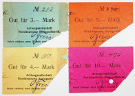 AG Norddeutsche Steingutfabrik. ND (ca. 1914). Lot of 4 Issued Notgeld Emergency Notes.