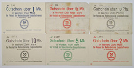 Vorstand des Niederschlesischen Knappschaftsvereins, Waldenburg, German Mining Notgeld Scrip Notes, ND (ca.1918-23)