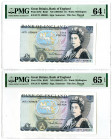 Bank of England. ND (1980-1987). Lot of 2 Sequential Issued Notes.