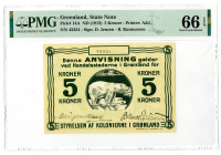 Government of the Colonies in Greenland State Note. ND (1913) Issue Banknote