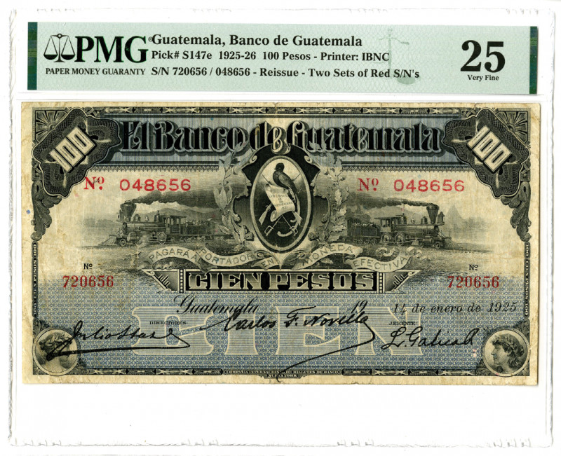 Guatemala, 1925-26. Banco de Guatemala Caja Reguladora Reissue 100 Pesos, P-S147...