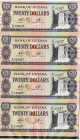 Bank of Guyana, ND (2006) with Signature 13 or 14 and Unlisted as Uncut Strip of 4 notes.