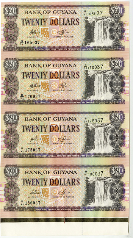 Guyana. Bank of Guyana, ND (2006), P-30 d, e, or f, Issued notes in uncut vertic...