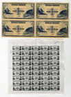 Republik Indonesia, 1953 Uncut Block of 4 Intaglio Proofs of the 1953, 1 Rupiah note by Security BNC, Photo Proofs of the 1951 Issues and Additional P...
