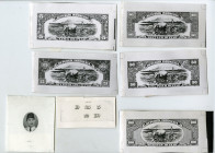Republik Indonesia, 1948 Photo Back Proofs and Intaglio Portrait Proof of Sukarno and Denomination Elements.