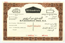 B. F. Goodrich Iran, SA. 1959. Specimen Stock Certificate.