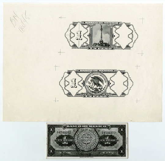 Mexico. 1930-40s. Lot of 3 Essay Model Proofs, All for the Small Size 1 Peso not...