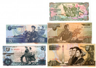 North Korean Issued Banknote Assortment, ca. 1950s